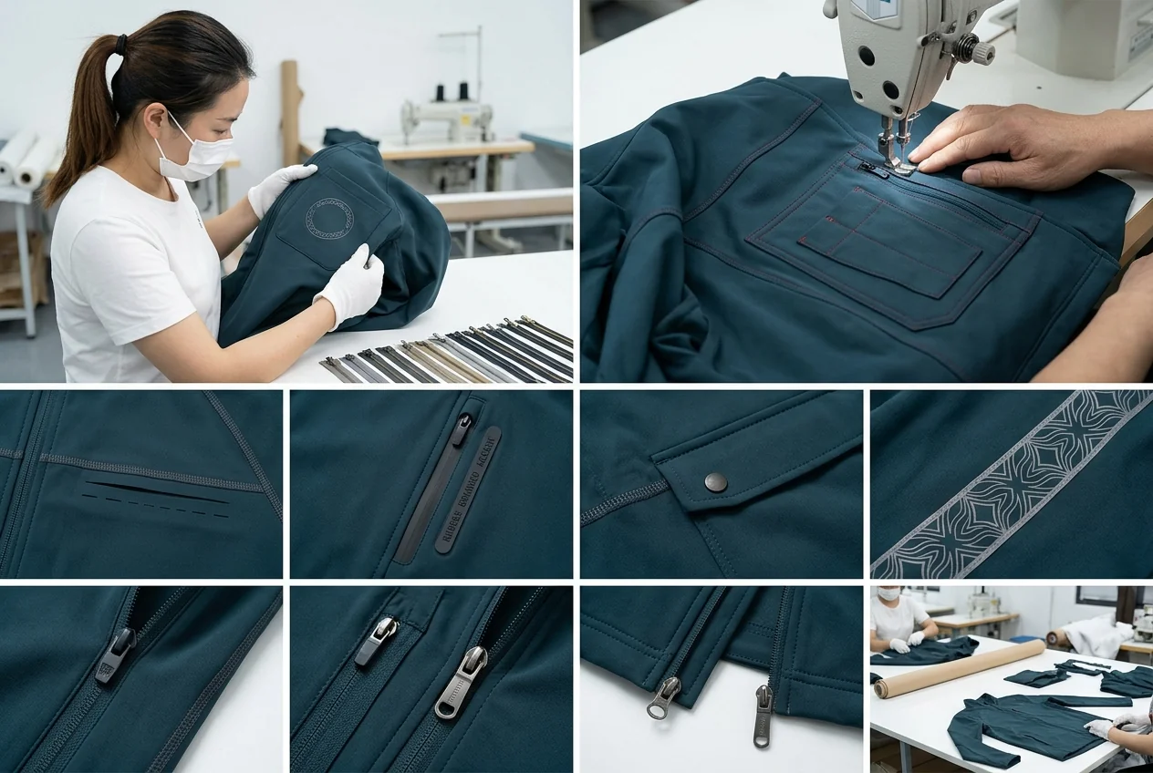 Embroidery and decoration methods on jacket