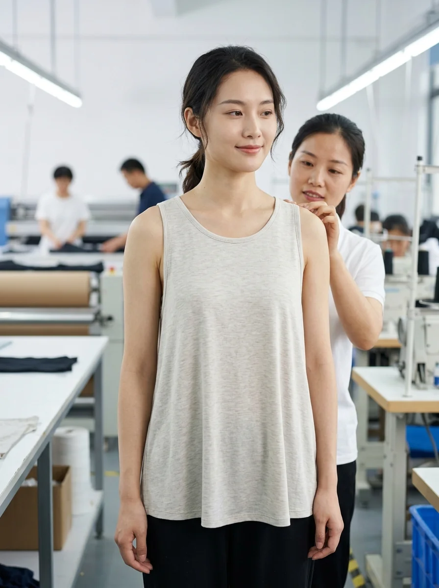 Loose fit casual tank top — lifestyle drape silhouette