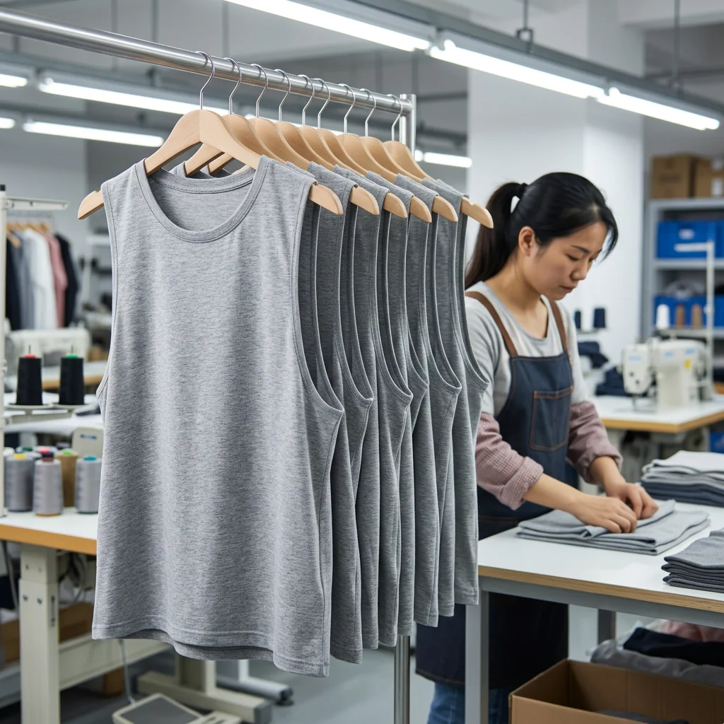 Muscle cut tank top with wide armhole for lifestyle wear