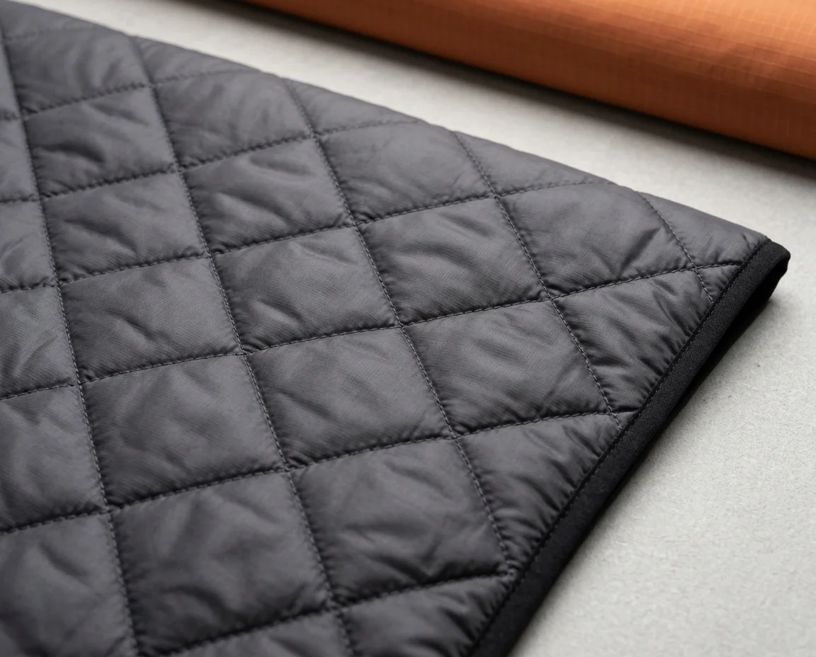 Synthetic insulation quilted shell fabric