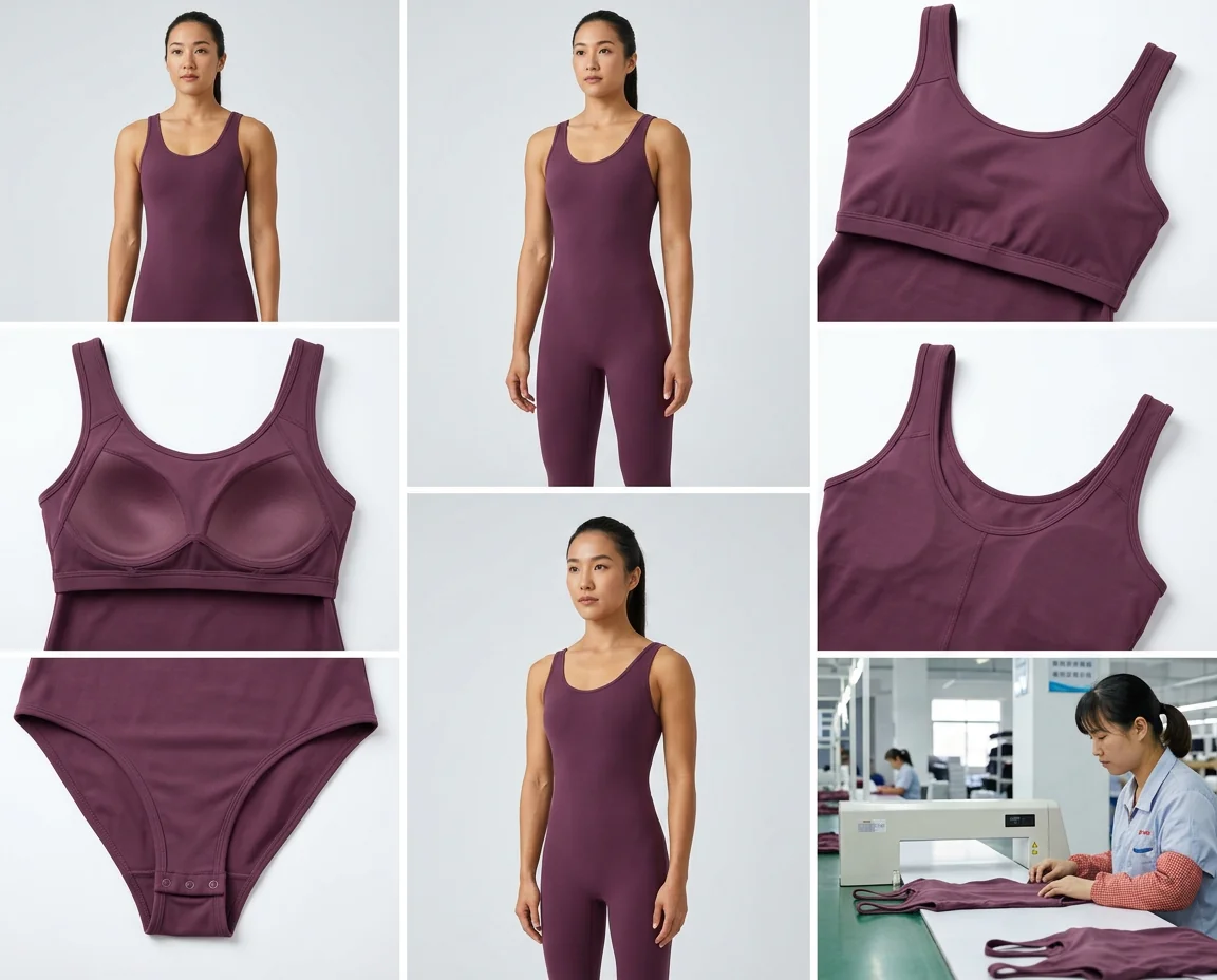 Built-in chest pad insert for bodysuit