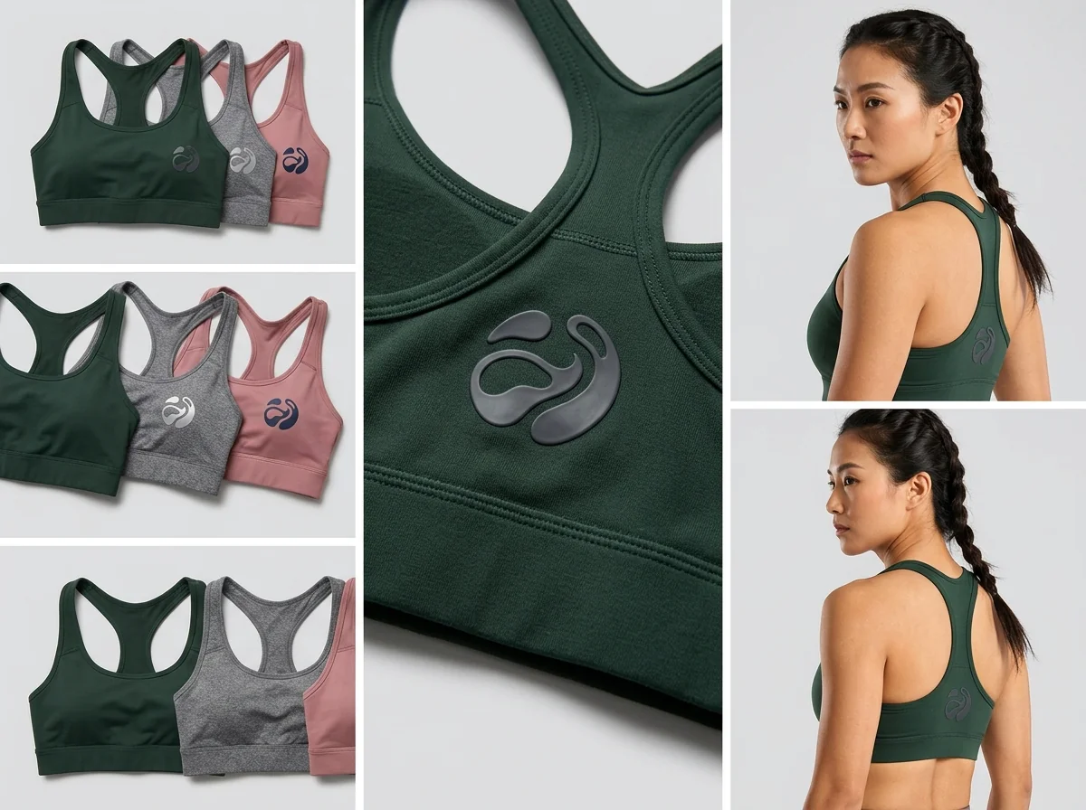 Silicone heat transfer logo branding on activewear