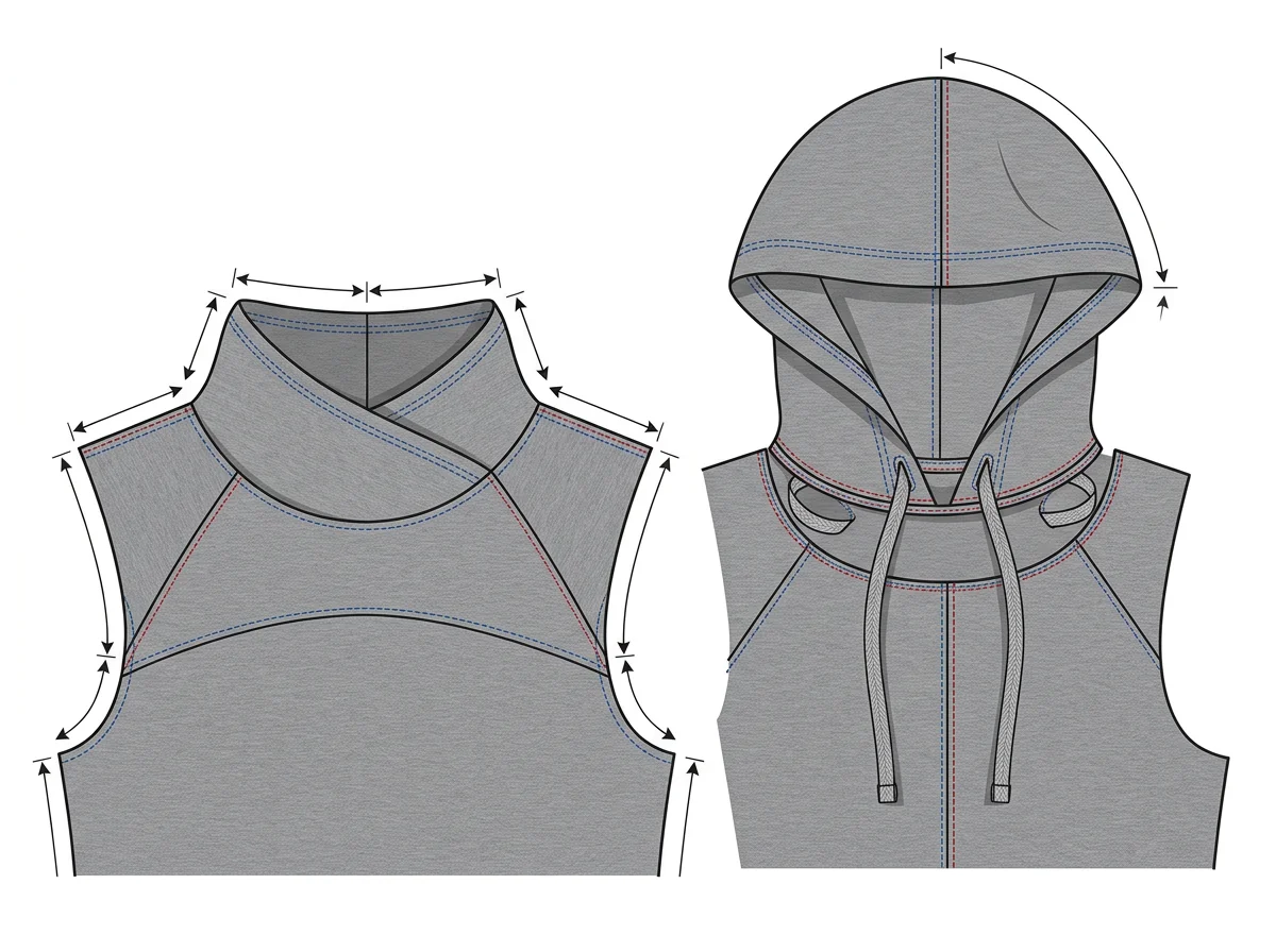 Custom neckline pattern for yoga hoodie