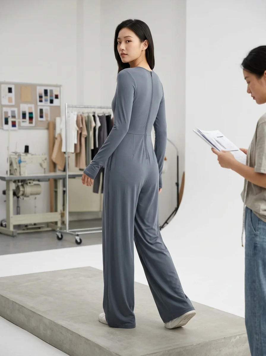 Zip-back yoga jumpsuit